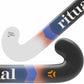 Close-up of a hockey stick with brand and material details on a white background