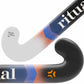 Close-up of a hockey stick with visible branding on a white background