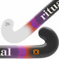 Close-up of a hockey stick with visible branding on a white background