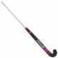 Hockey stick with white shaft and black and purple handle on a white background