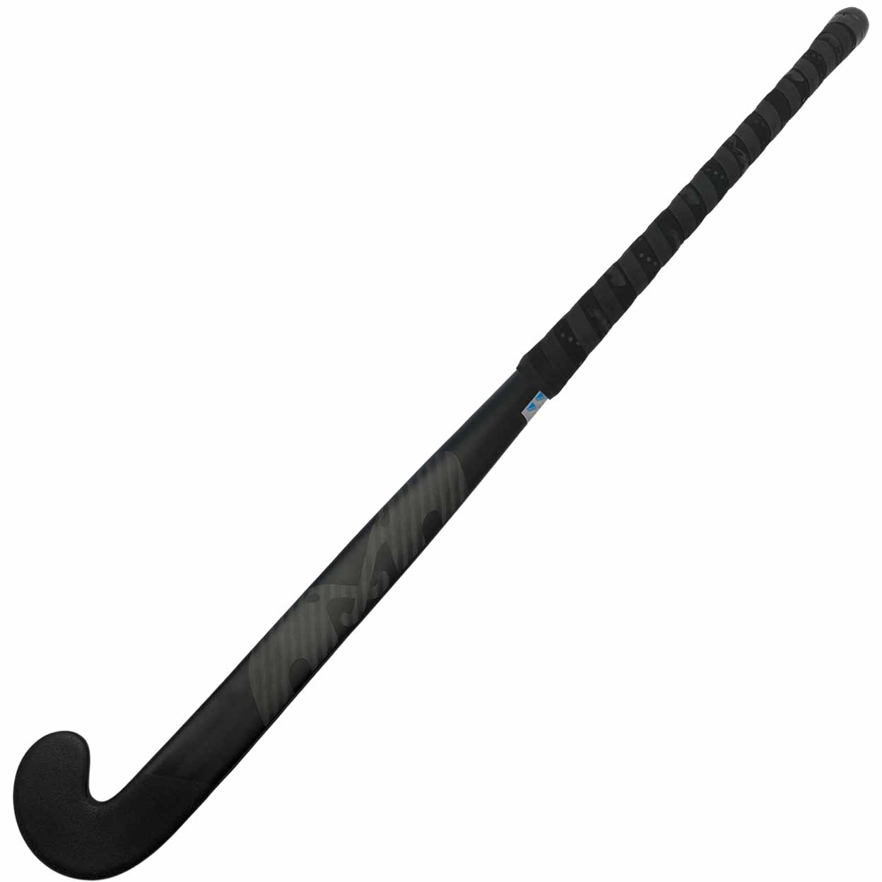 Black field hockey stick on a white background