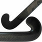 Close-up of a black hockey stick with 'black' branding on a white background