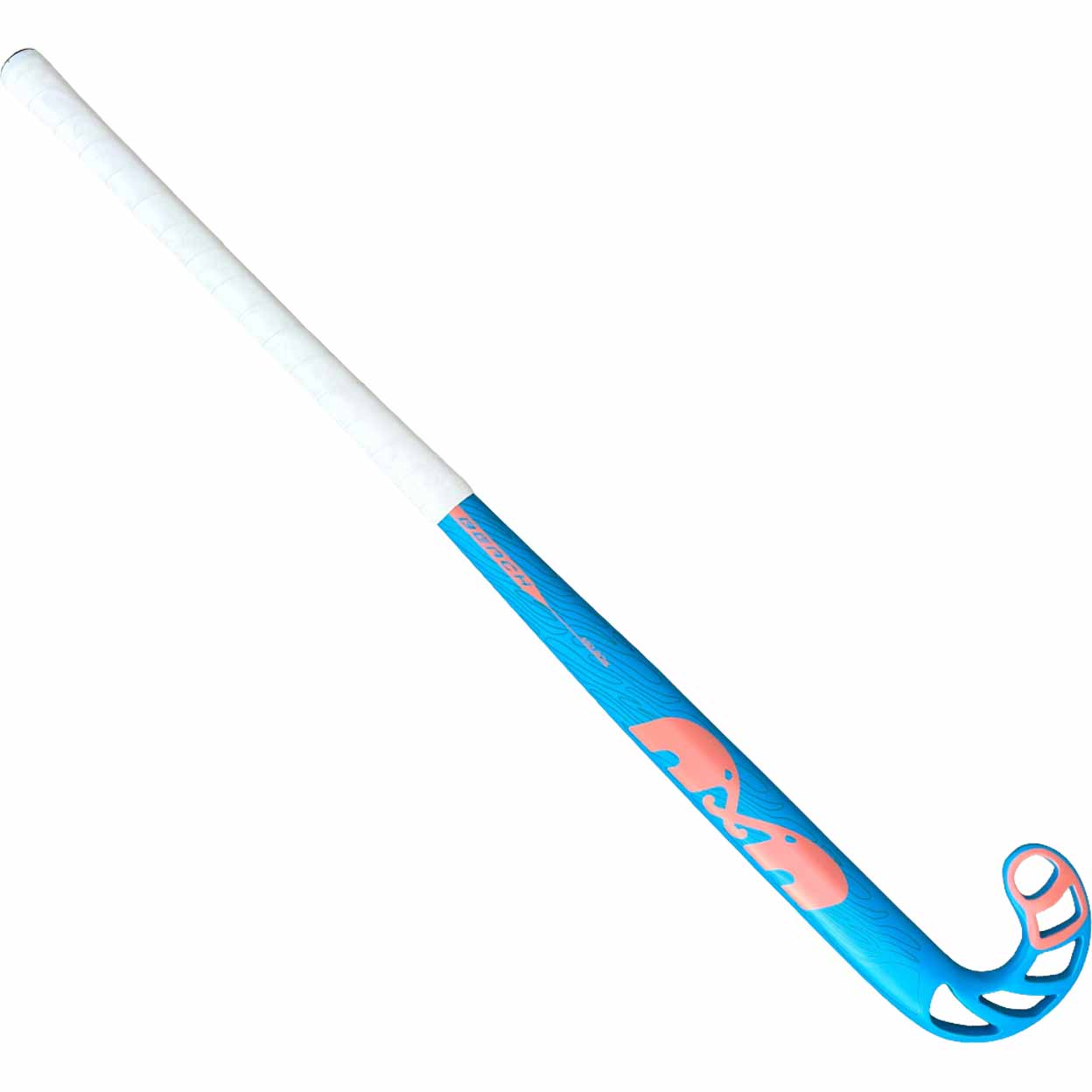 Blue and pink hockey stick on a white background