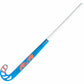 Blue and white field hockey stick on a white background