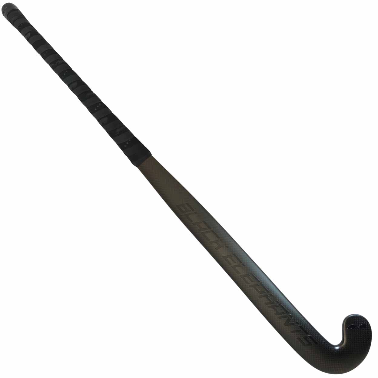 black field hockey stick on white background.