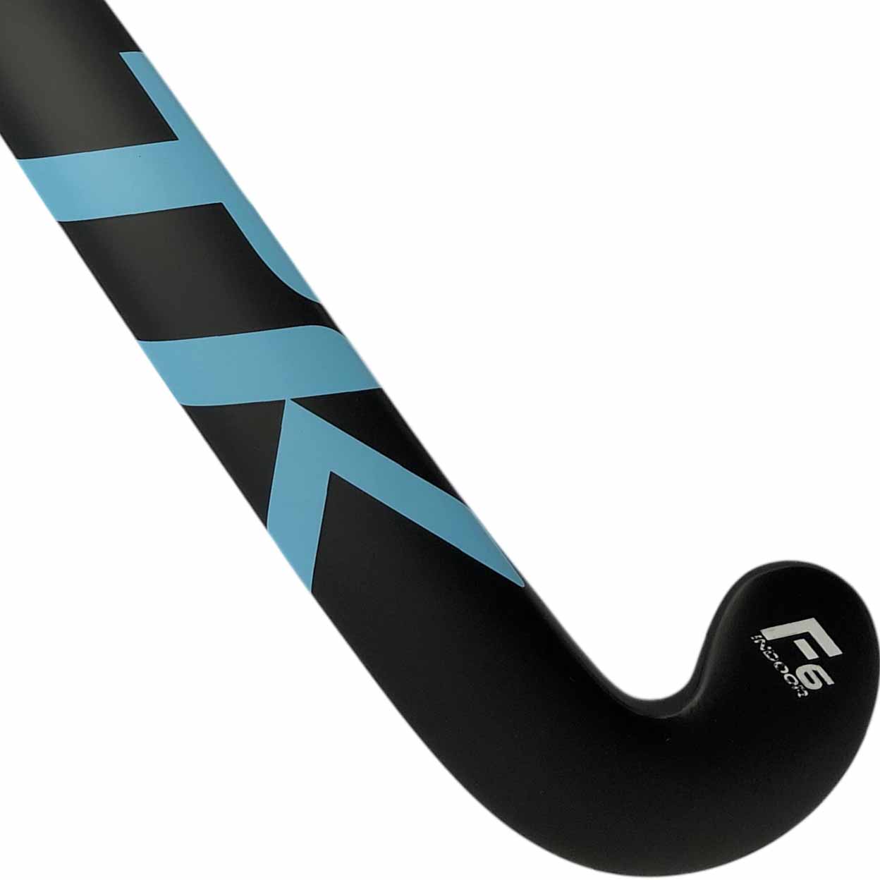 closeup of the back of the blue and black TK F6 Control Indoor Field Hockey Stick