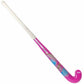 Pink and white hockey stick on a white background