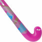Pink and blue hockey stick with 'Junior' branding on a white background