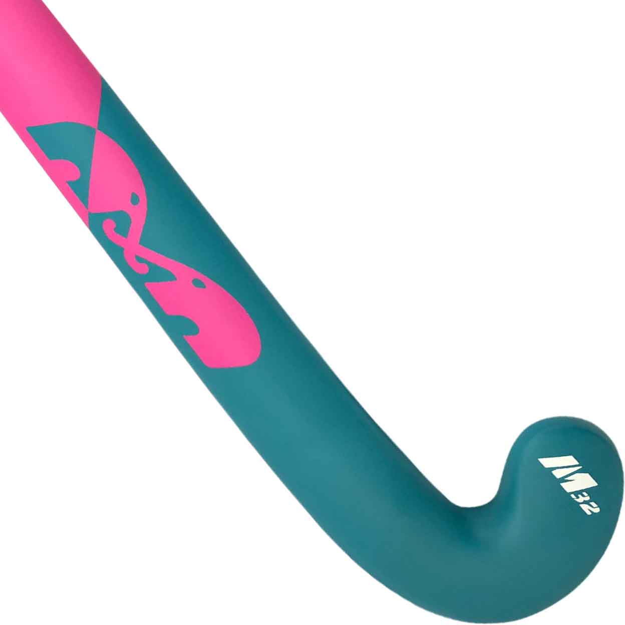 closeup of the back of the teal TK Maxi Wood Stick