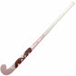 Pink and burgundy field hockey stick on a white background