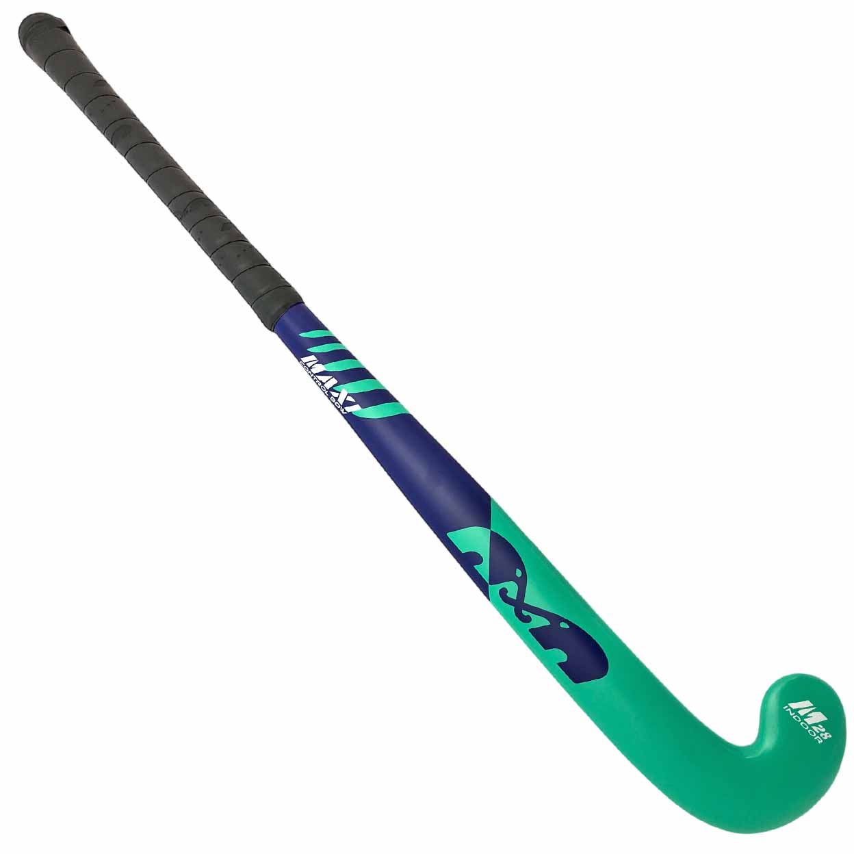 full back of the green/blue TK Maxi Indoor Wood Field Hockey Stick