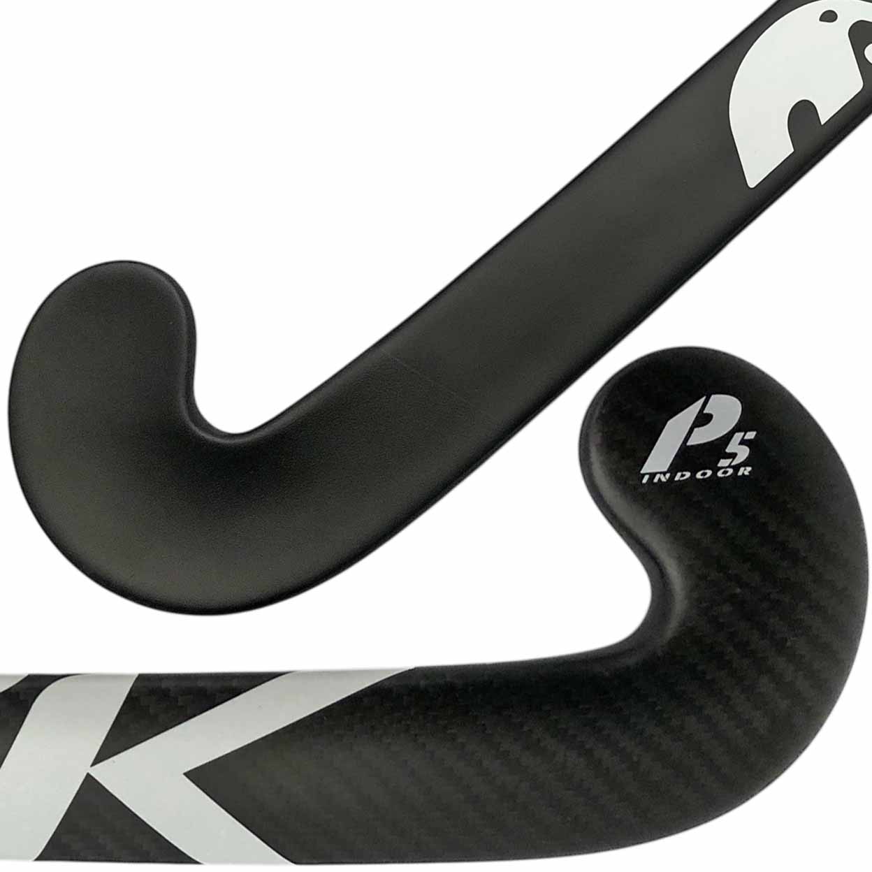 closeup of the toes of the black TK P5 Plus Indoor Field Hockey Stick