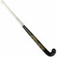 Hockey stick with black and gold design on a white background