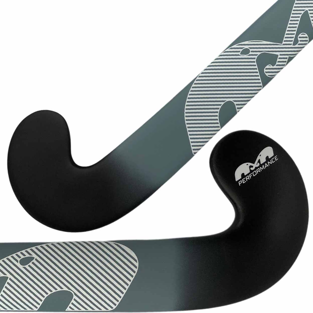 Black and gray sports stick with 'Performance' branding on a white background