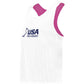 white front of the pink USA Field Hockey Ladies Mesh Reversible Pinnie