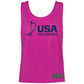 Front of the pink USA Field Hockey Ladies Mesh Reversible Pinnie