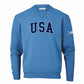 Blue sweatshirt with 'USA' text on a white background