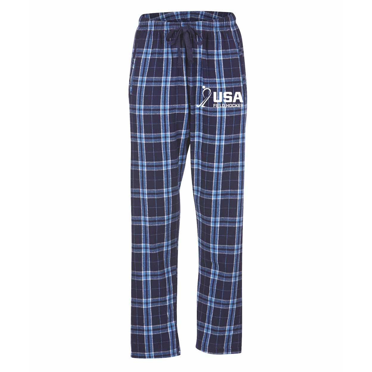 Front of the navy USA Field Hockey Women's Flannel Pants with logo