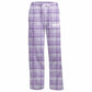 Purple plaid lounge pants with a white drawstring waist and a white 'USA Field Hockey' logo on the left leg, shown against a plain white background.