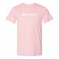 Light pink short-sleeved t-shirt with Longstreth Field Hockey printed in white on the chest.
