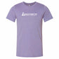 Heather purple crewneck t-shirt with the white Longstreth Field Hockey logo printed on the chest.