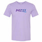 A light purple short-sleeve crewneck t-shirt featuring a stylized 'MZ8' logo printed across the chest in a purple-to-blue gradient.