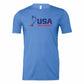 Blue t-shirt with USA Field Hockey logo on a white background