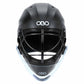 Black helmet with clear neck guard and OBO logo on a white background