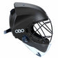 Black helmet with cage and clear neck guard on a white background, featuring the OBO logo.