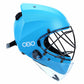 Blue hockey helmet with black cage and clear visor on a white background, featuring the OBO logo.