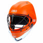 Orange helmet with face guard and OBO branding on a white background