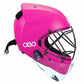 Pink helmet with a clear neck guard and OBO logo on a white background