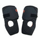 Pair of black knee pads with brand logo on a white background