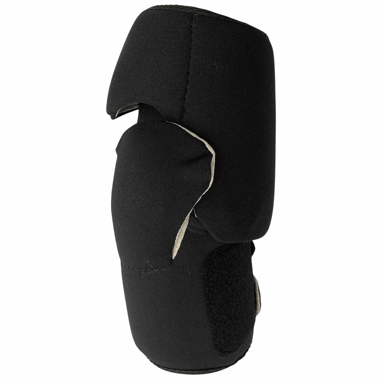 Side profile of the OBO Robo Lite elbow guard displaying its contoured, multi-panel design and overlapping padded segments for full elbow coverage.