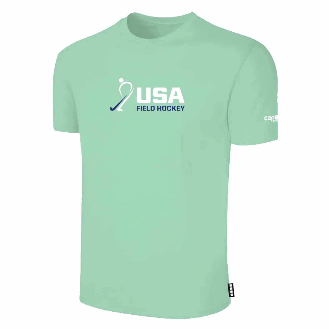 Mint green t-shirt with USA Field Hockey logo on a white background