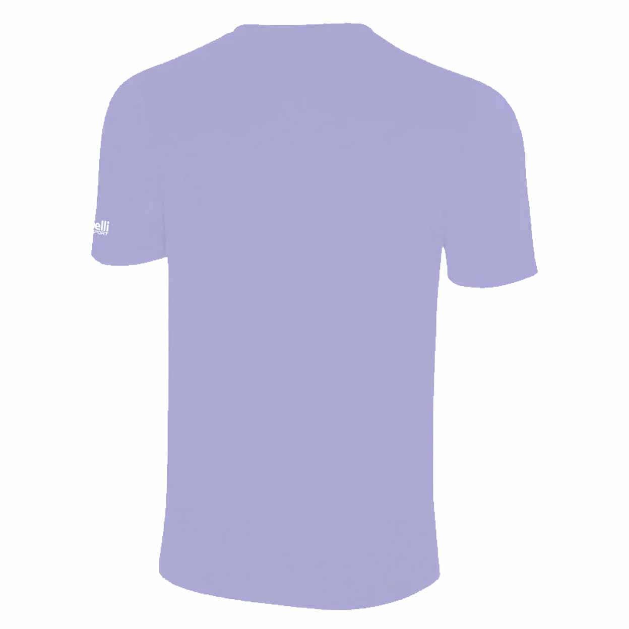 Light purple t-shirt with a small white logo on the sleeve against a white background