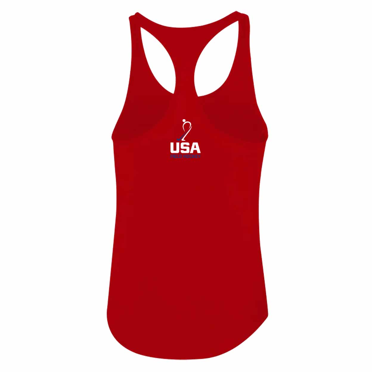 red tank top with 'USA' logo on back, on a white background