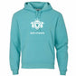 Teal hoodie with a white Gryphon logo and text on a white background