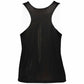 Black athletic tank top with a perforated mesh pattern and white mesh side panels, shown from the back on a white background.