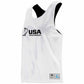 White USA Field Hockey athletic tank top with black trim and a black USA Field Hockey logo on the chest, shown on a plain white background.