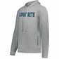 A heather gray pullover hoodie with 'LONGSTRETH' printed in navy blue block letters across the chest, shown on a plain white background.