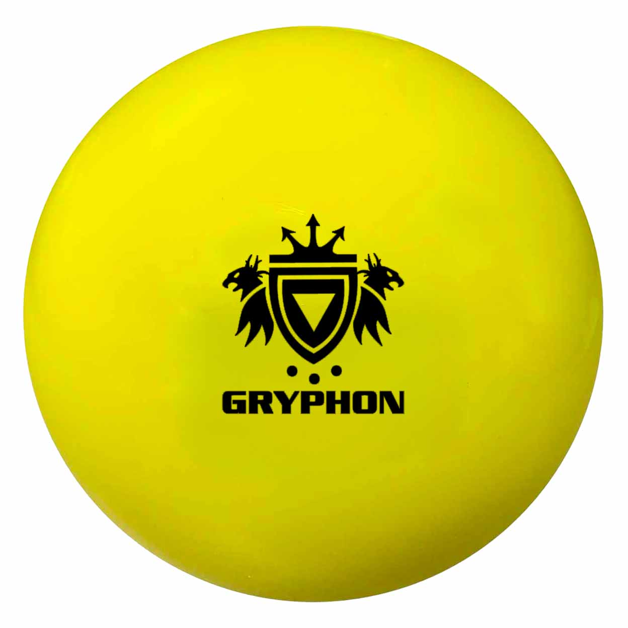Yellow ball with Gryphon logo on a white background