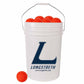 White bucket with orange balls and 'Longstreth' logo on a white background