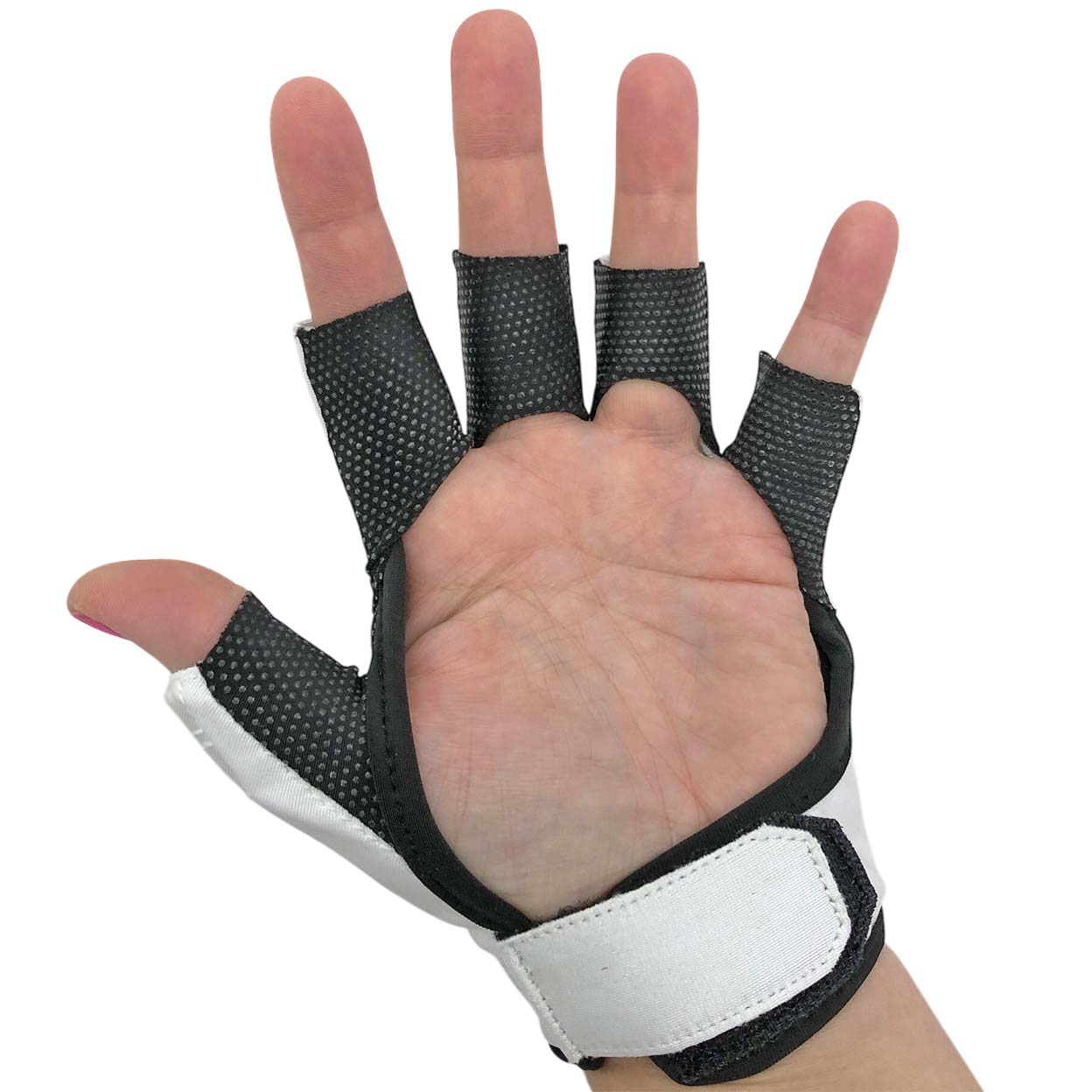 Open palm of the white Ritual Vapor Field Hockey Glove.