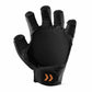 Black glove with a brand logo on a white background