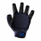 Black glove with blue logo on a white background