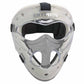 Clear  field hockey mask with black accents and 'Gryphon' branding on a white background