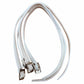 Four white nylon webbing straps with black plastic quick-release buckles, shown on a plain white background. 