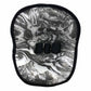 Marbled black and white hand pad with three black buttons on a white background