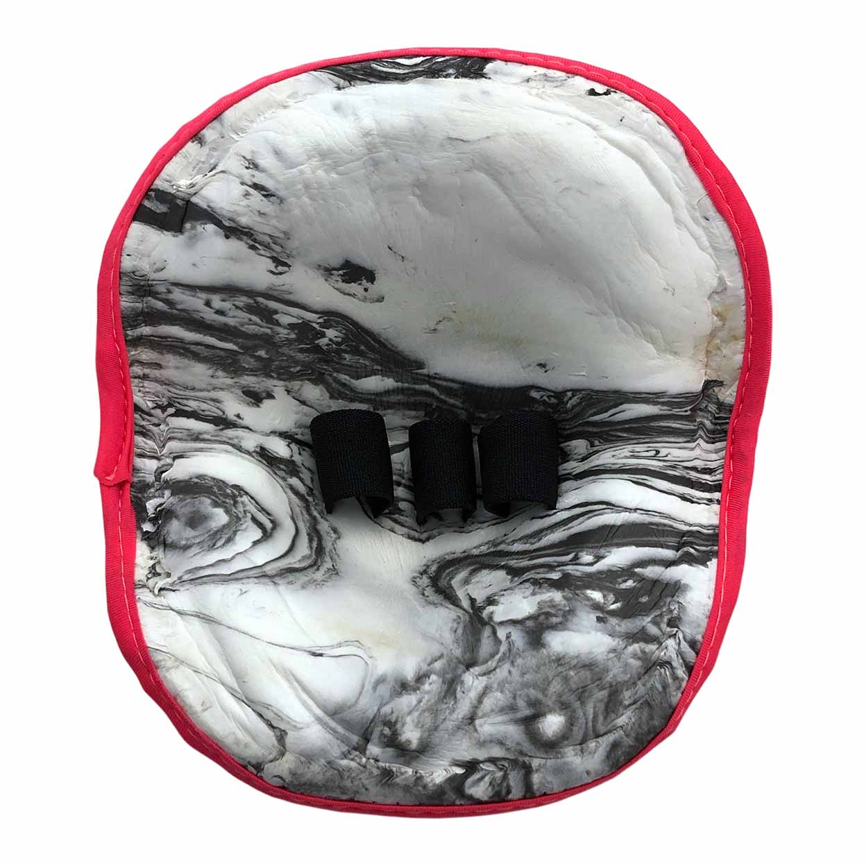 Marble-patterned product with pink border on a white background